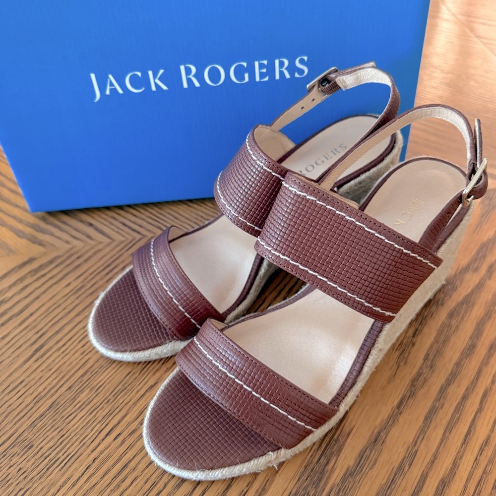 JACK ROGERS Sunset Wedge Espadrille Sandals - Embossed Sequoia